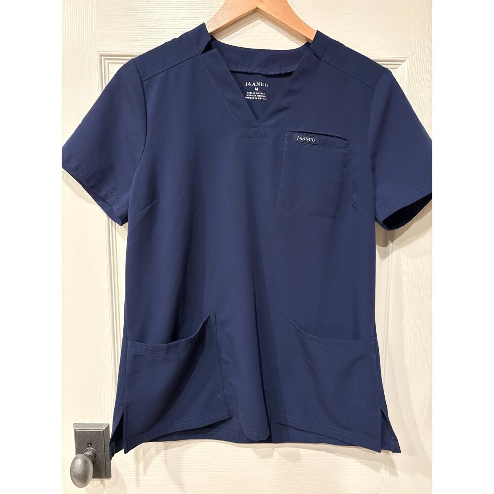 JAANUU Helia Navy Blue Scrub Top Size Medium Healthcare Nurse Uniform Shirt